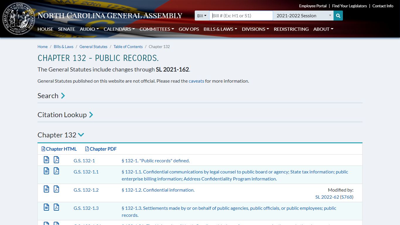 Chapter 132 - Public Records. - North Carolina General ...